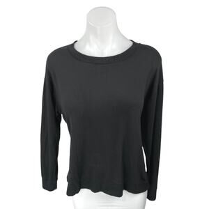 Splendid Women's Black Long Sleeve Rib Hem Crew Neck Knit Sweater Top Size M